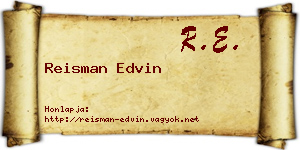 Reisman Edvin névjegykártya